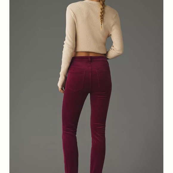 Anthropologie Picro & the Letterpress Corduroy Zippered Wine Red Skinny Jeans - Picture 3 of 13